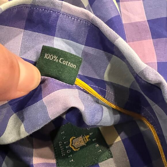 Robert Talbott Shirt - Mens Large - Blue Pink Plaid- Button Down-LS-100% Cotton - Picture 9 of 9